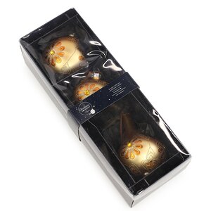 Набор стеклянных елочных игрушек Fleurande 8-13 см золотой, 3 шт, подвеска Kaemingk фото 3