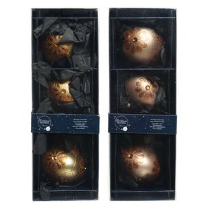 Набор стеклянных елочных игрушек Fleurande 8-13 см золотой, 3 шт, подвеска Kaemingk фото 7