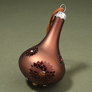 Набор стеклянных елочных игрушек Marguerite 6-10 см лесной орех, 3 шт, подвеска Kaemingk (Кейминг) фото 4