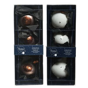 Набор стеклянных елочных игрушек Marguerite 6-10 см молочный, 3 шт, подвеска Kaemingk фото 7