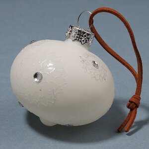 Набор стеклянных елочных игрушек Marguerite 6-10 см молочный, 3 шт, подвеска Kaemingk фото 2