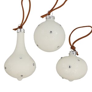 Набор стеклянных елочных игрушек Marguerite 6-10 см молочный, 3 шт, подвеска Kaemingk фото 6