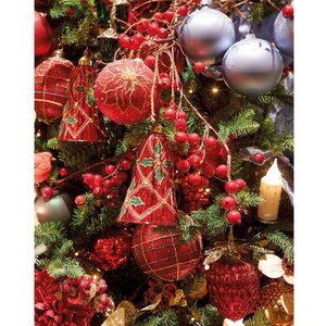 Стеклянная елочная игрушка Колокольчик Настроение Рождества 11 см красный, 2 шт, подвеска Kaemingk фото 2