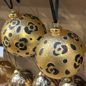 Набор винтажных елочных шаров Leopard Chic 10 см золотой, 2 шт, стекло Kaemingk фото 1