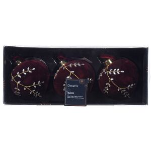 Набор стеклянных шаров Capottera 8 см бордовый, 3 шт Kaemingk фото 3