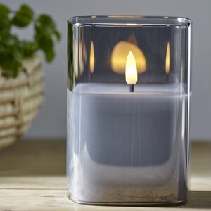 Восковая LED свеча в колбе с имитацией пламени Flamme 12.5*9 см в дымчатом стакане Star Trading фото 1