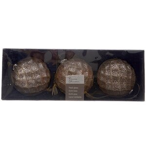 Набор винтажных елочных шаров Грани Красоты 8 см перламутровые, 3 шт, стекло Kaemingk фото 2