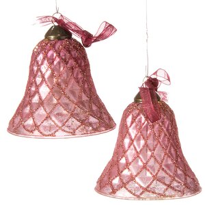 Набор стеклянных колокольчиков Грани красоты розовые, 8 см, 2 шт, подвеска Kaemingk фото 1