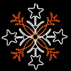 Снежинка из дюралайта, уличная, 80*80 см, бело-оранжевый, IP65 Экорост фото 1