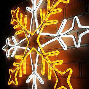 Снежинка из дюралайта, уличная, 80*80 см, бело-желтый, IP65 Экорост фото 2