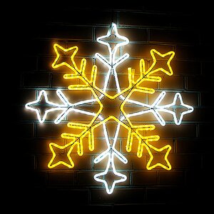 Снежинка из дюралайта, уличная, 80*80 см, бело-желтый, IP65 Экорост фото 1