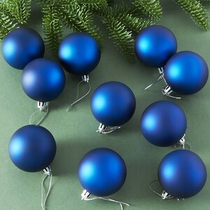 Набор пластиковых шаров Liberty 6 см, 10 шт, синий матовый Winter Deco фото 1