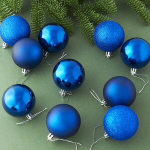 Набор пластиковых шаров Liberty Twist 6 см, 10 шт, синий Winter Deco фото 1