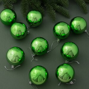 Набор пластиковых шаров Liberty 6 см, 10 шт, зеленый глянцевый Winter Deco фото 1