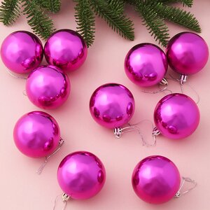 Набор пластиковых шаров Liberty 6 см, 10 шт, пурпурный глянцевый Winter Deco фото 1