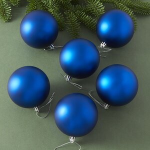 Набор пластиковых шаров Liberty 8 см, 6 шт, синий матовый Winter Deco фото 1