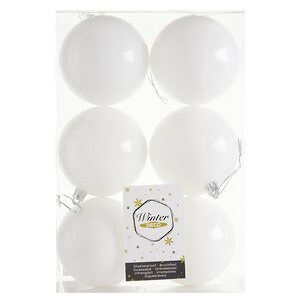 Набор пластиковых шаров Liberty 8 см, 6 шт, белый глянцевый Winter Deco фото 3