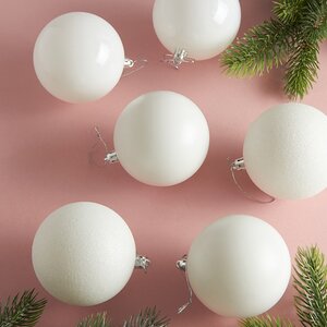 Набор пластиковых шаров Liberty Twist 8 см, 6 шт, белый Winter Deco фото 2