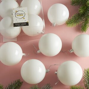 Набор пластиковых шаров Liberty 8 см, 6 шт, белый mix Winter Deco фото 1