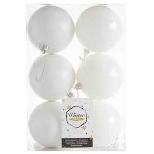 Набор пластиковых шаров Liberty 8 см, 6 шт, белый mix Winter Deco фото 3