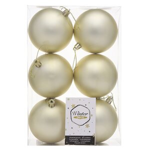 Набор пластиковых шаров Liberty 8 см, 6 шт, светло-золотой матовый Winter Deco фото 3