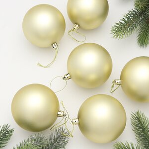 Набор пластиковых шаров Liberty 8 см, 6 шт, светло-золотой матовый Winter Deco фото 2