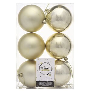 Набор пластиковых шаров Liberty 8 см, 6 шт, светло-золотой mix Winter Deco фото 3