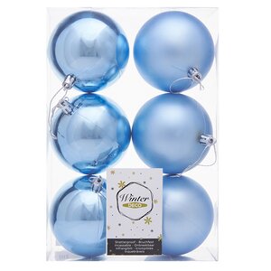 Набор пластиковых шаров Liberty 8 см, 6 шт, голубой mix Winter Deco фото 3