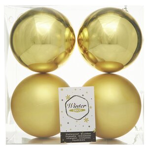 Набор пластиковых шаров Liberty 10 см, 4 шт, королевский золотой mix Winter Deco фото 2