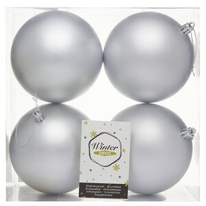 Набор пластиковых шаров Liberty 10 см, 4 шт, серебряный матовый Winter Deco фото 2