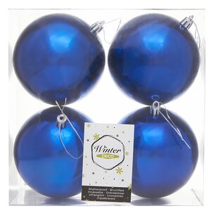 Набор пластиковых шаров Liberty 10 см, 4 шт, синий глянцевый Winter Deco фото 2