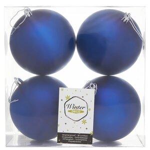 Набор пластиковых шаров Liberty 10 см, 4 шт, синий матовый Winter Deco фото 2