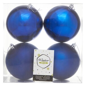Набор пластиковых шаров Liberty 10 см, 4 шт, синий mix Winter Deco фото 2