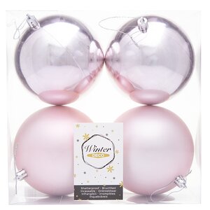 Набор пластиковых шаров Liberty 10 см, 4 шт, светло-розовый mix Winter Deco фото 2