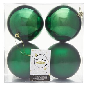 Набор пластиковых шаров Liberty 10 см, 4 шт, рождественский зеленый mix Winter Deco фото 2