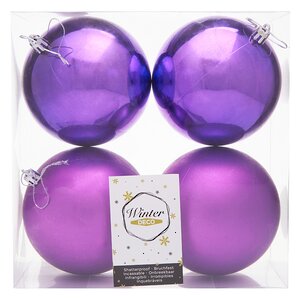 Набор пластиковых шаров Liberty 10 см, 4 шт, фиолетовый mix Winter Deco фото 2