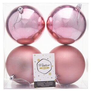 Набор пластиковых шаров Liberty 10 см, 4 шт, розовый mix Winter Deco фото 2