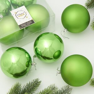 Набор пластиковых шаров Liberty 10 см, 4 шт, зеленый mix Winter Deco фото 1