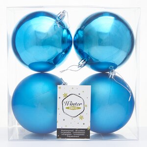 Набор пластиковых шаров Liberty 10 см, 4 шт, бирюзовый mix Winter Deco фото 2
