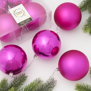 Набор пластиковых шаров Liberty 10 см, 4 шт, пурпурный mix Winter Deco фото 1