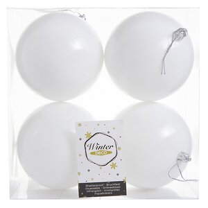 Набор пластиковых шаров Liberty 10 см, 4 шт, белый глянцевый Winter Deco фото 2