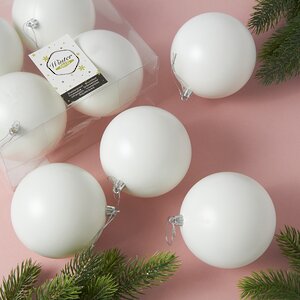 Набор пластиковых шаров Liberty 10 см, 4 шт, белый матовый Winter Deco фото 1