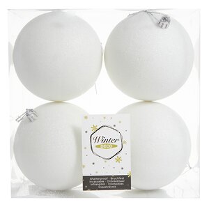 Набор пластиковых шаров Liberty 10 см, 4 шт, белый с блестками Winter Deco фото 2