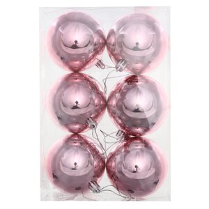 Набор пластиковых шаров Liberty 8 см, 6 шт, светло-розовый глянцевый Winter Deco фото 2