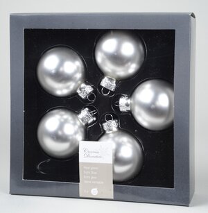 Набор стеклянных шаров 6 см, 5 шт, серебряный матовый Kaemingk фото 1