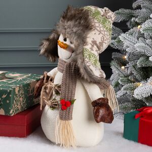 Дверной стоппер Снеговик Брайан в ушанке 33 см Winter Deco фото 5