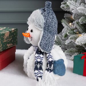 Новогодняя фигура Снеговик Дельф в шапке 25 см Winter Deco фото 5
