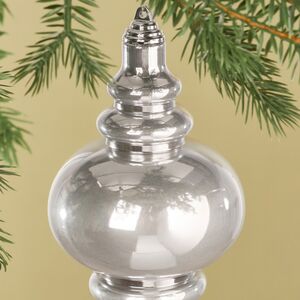 Елочная игрушка Сосулька Muliphein 25 см серебряная, пластик Winter Deco фото 2