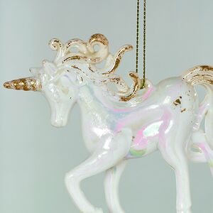 Елочная игрушка Единорог Rainbow Glow 13 см белый с золотым Winter Deco фото 2