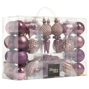 Набор елочных игрушек Christmas Cheer 6-14 см фиолетовый, 44 шт, пластик Winter Deco фото 3